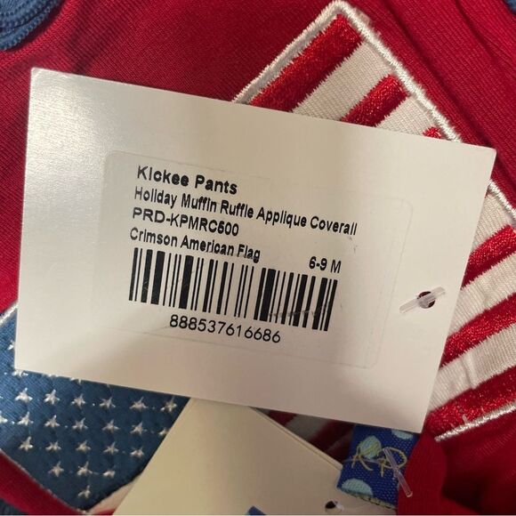 KICKEE PANTS HOLIDAY FITTED MUFFIN RUFFLE one piece AMERICAN FLAG 6-9 months - Picture 5 of 6